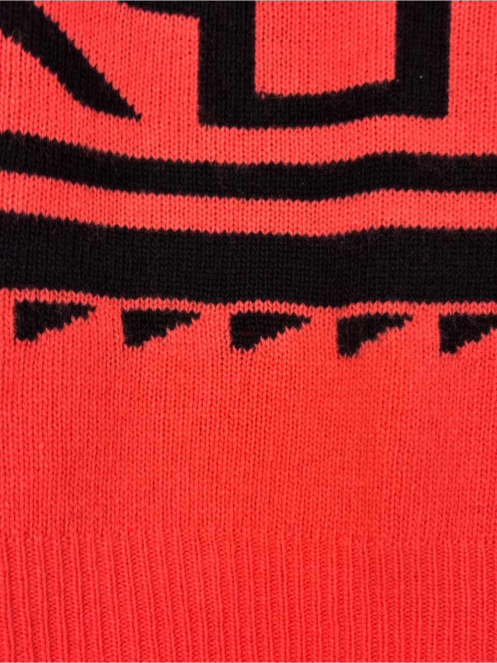 VTG Liz Claiborne LizSport Petites Lambs Wool Orange Black Sweater Size Medium - Picture 4 of 10